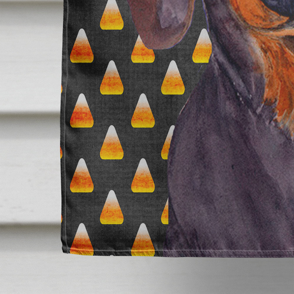 Dachshund Candy Corn Halloween Portrait Flag Canvas House Size  the-store.com.