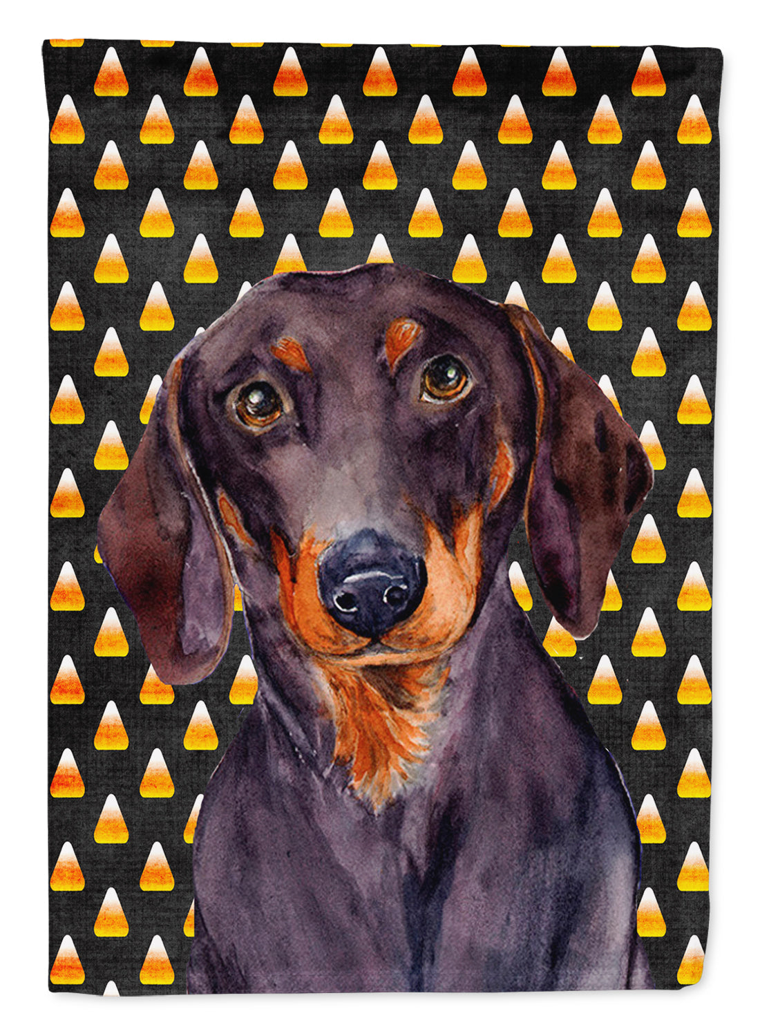 Dachshund Candy Corn Halloween Portrait Flag Canvas House Size  the-store.com.