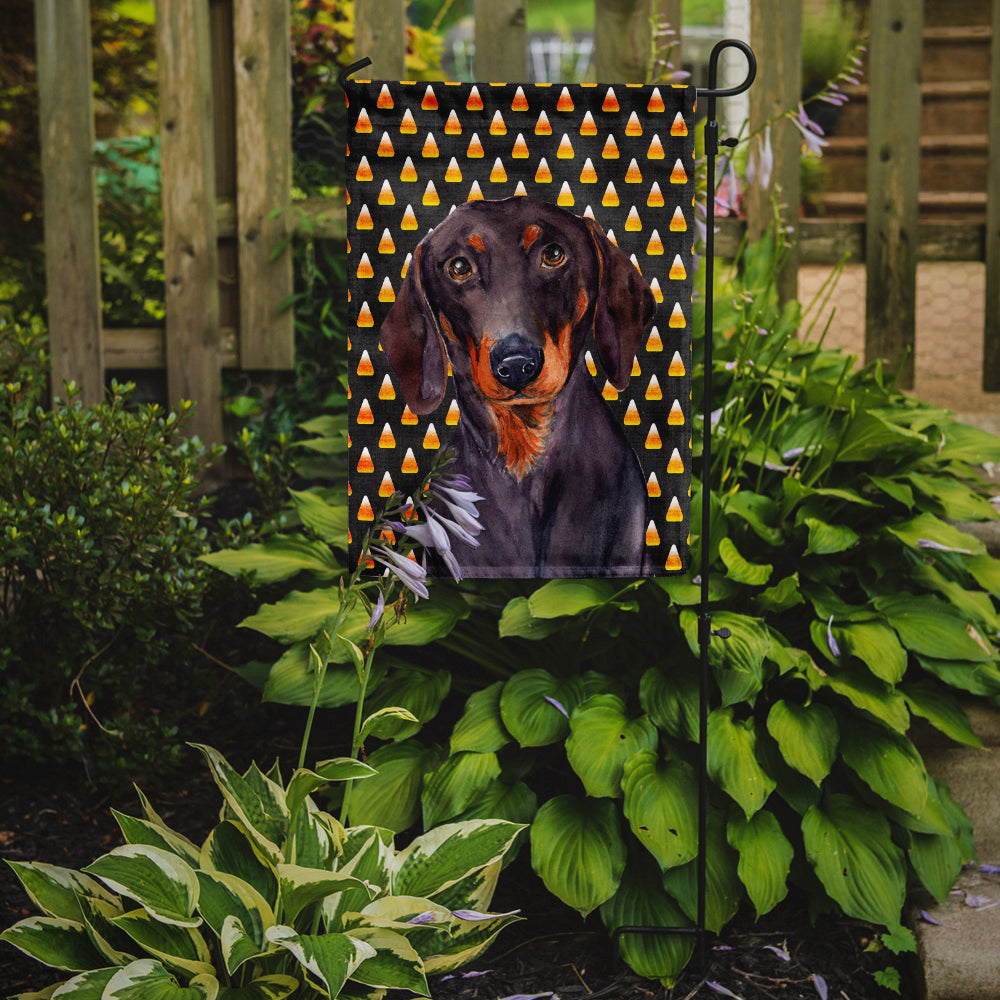 Dachshund Candy Corn Halloween Portrait Flag Garden Size.