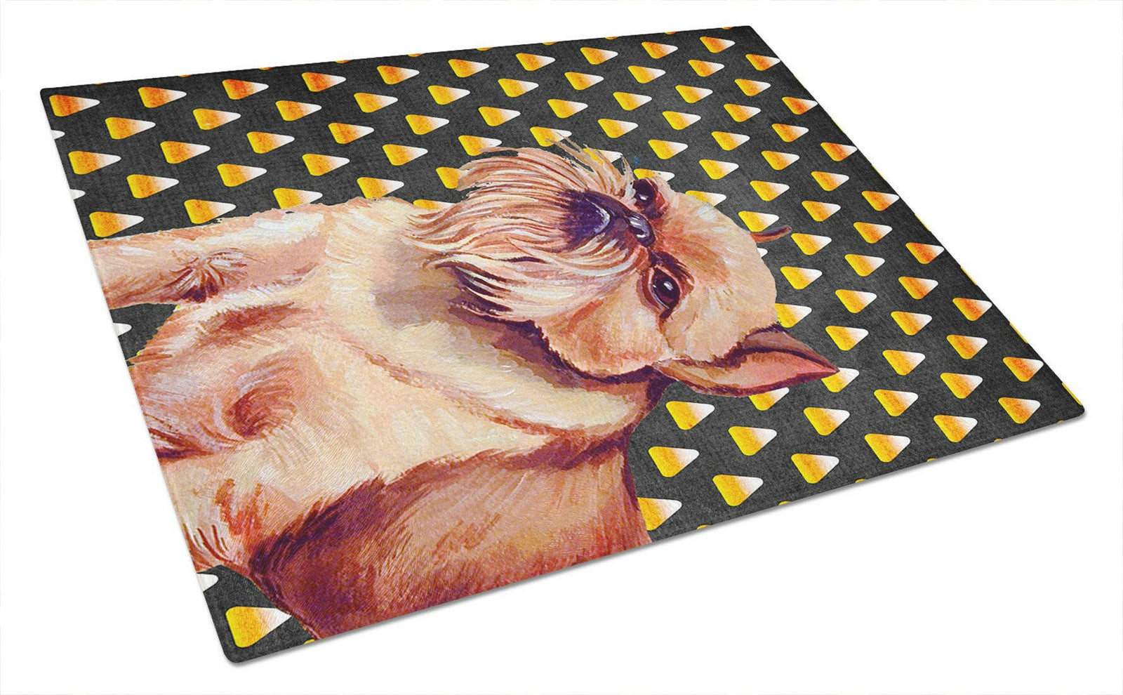 Brussels Griffon Candy Corn Halloween Portrait Glass Cutting Board Large by Caroline's Treasures