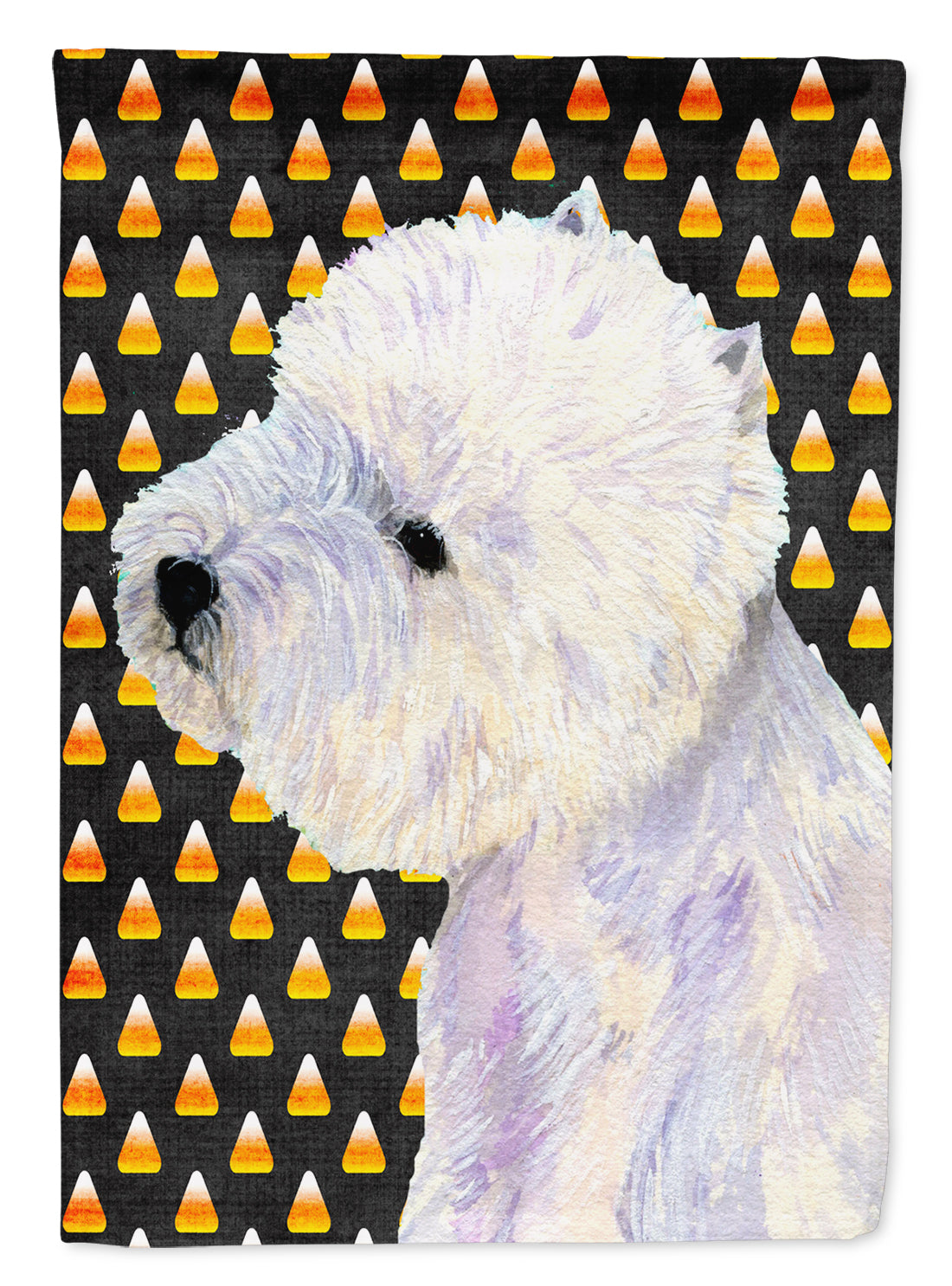 Westie Candy Corn Halloween Portrait Flag Canvas House Size  the-store.com.