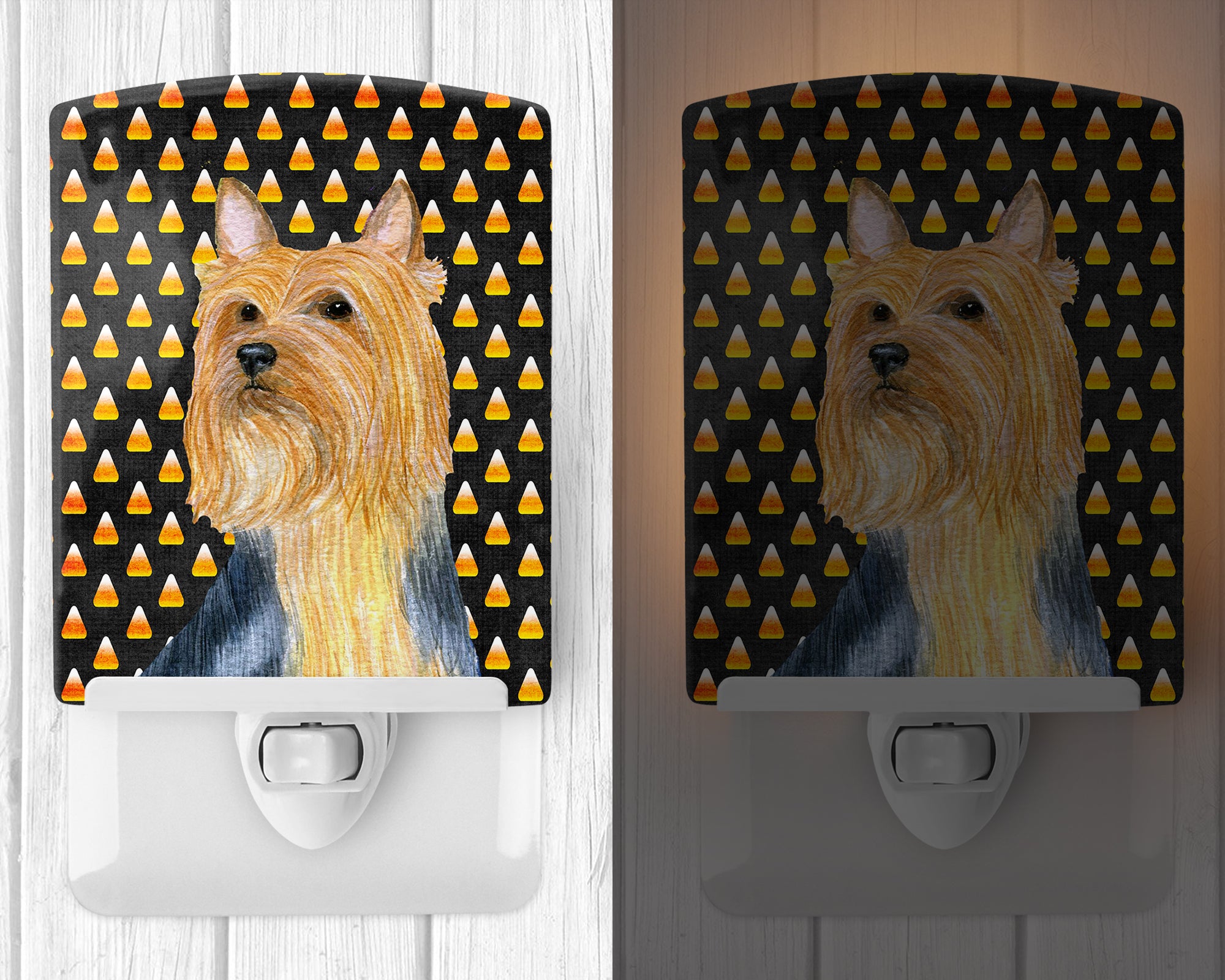 Silky Terrier Candy Corn Halloween Portrait Ceramic Night Light LH9057CNL - the-store.com