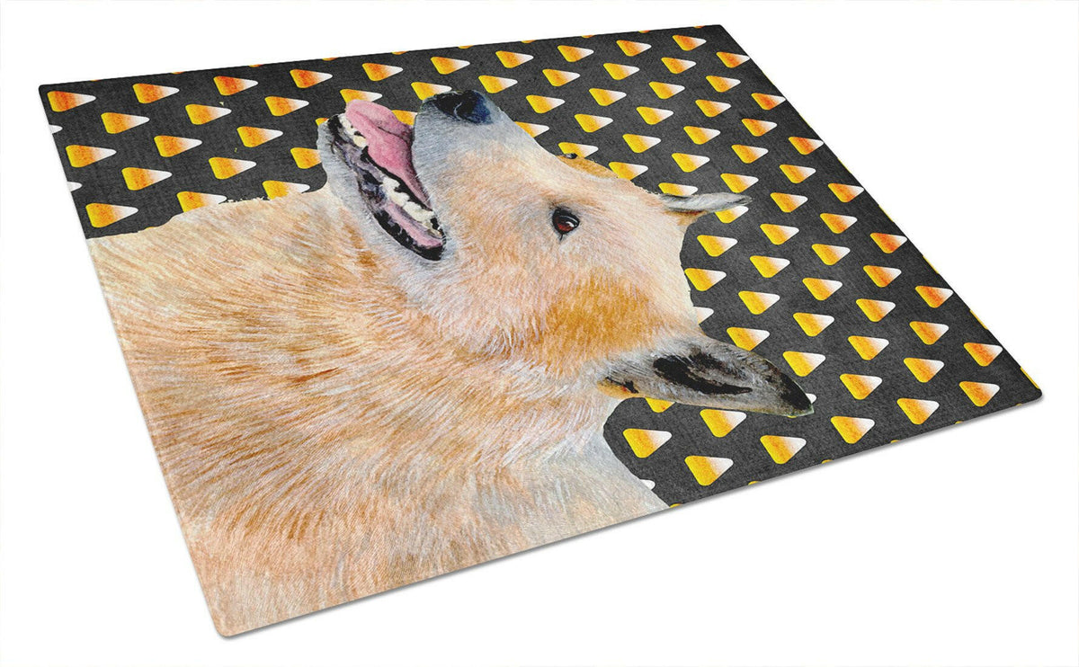 Australian Cattle Dog Candy Corn Halloween Portrait Glass Cutting Board Large by Caroline&#39;s Treasures