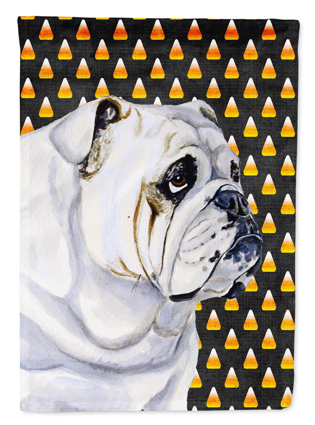 Bulldog English Candy Corn Halloween Portrait Flag Canvas House Size  the-store.com.