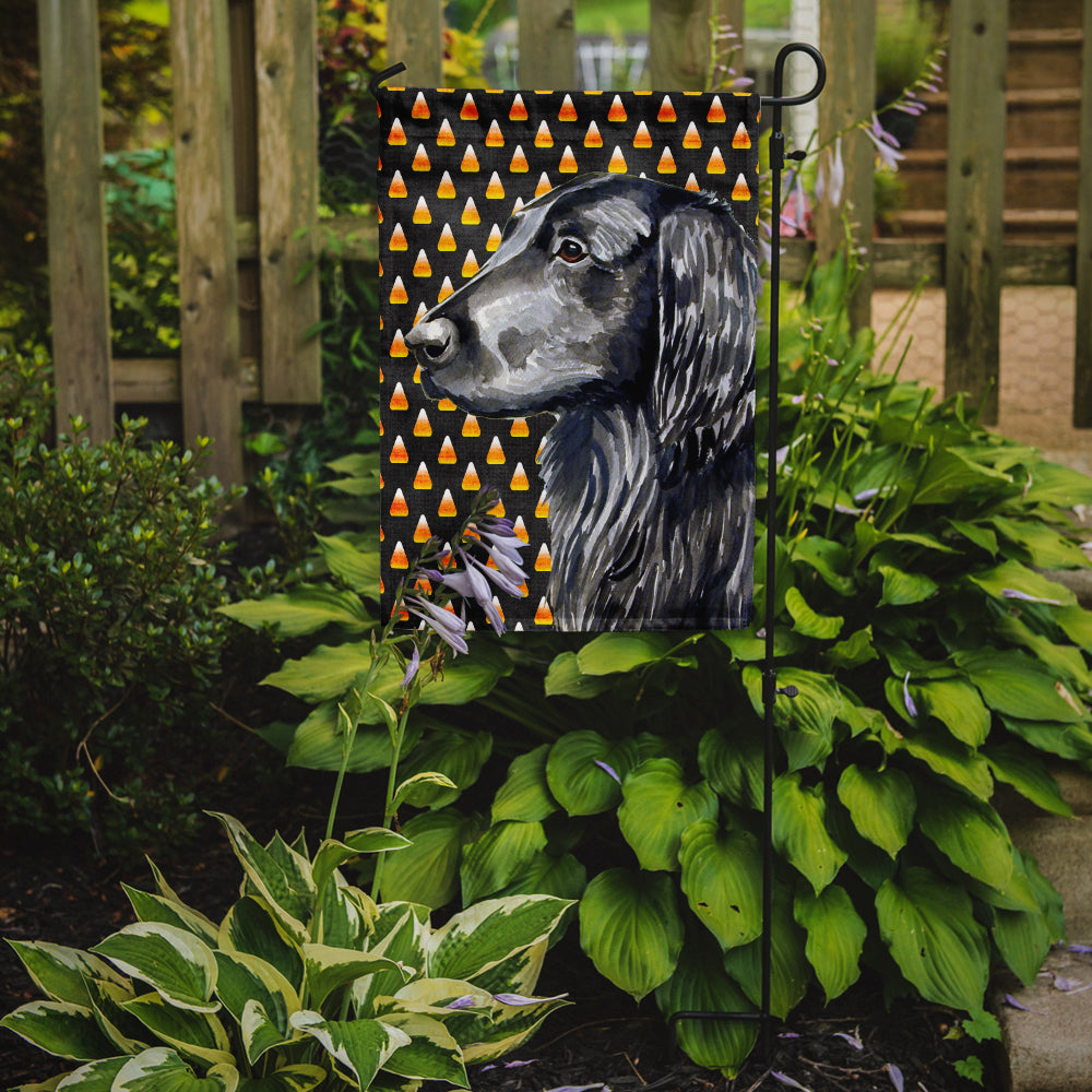 Flat Coated Retriever Candy Corn Halloween Portrait Flag Garden Size.