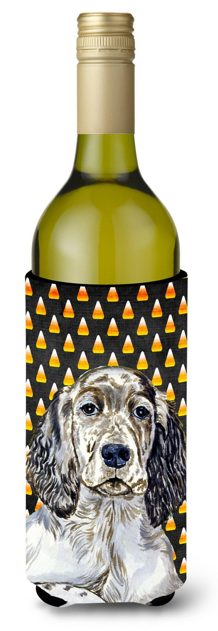 English Setter Candy Corn Halloween Portrait Wine Bottle Beverage Insulator Beverage Insulator Hugger by Caroline&#39;s Treasures