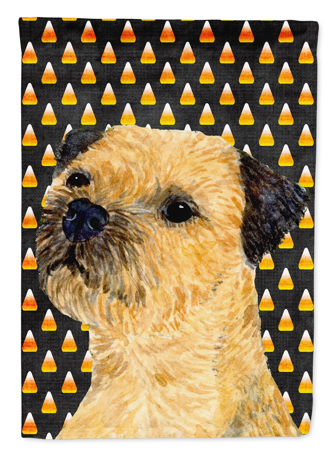 Border Terrier Candy Corn Halloween Portrait Flag Canvas House Size  the-store.com.