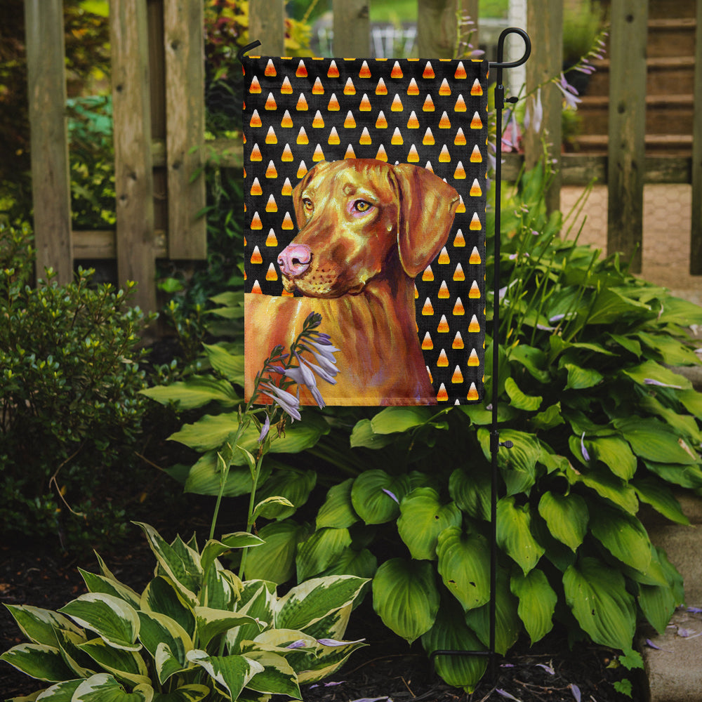 Vizsla Candy Corn Halloween Portrait Flag Garden Size.