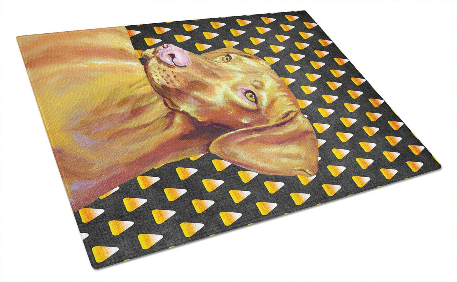 Vizsla Candy Corn Halloween Portrait Glass Cutting Board Large by Caroline's Treasures