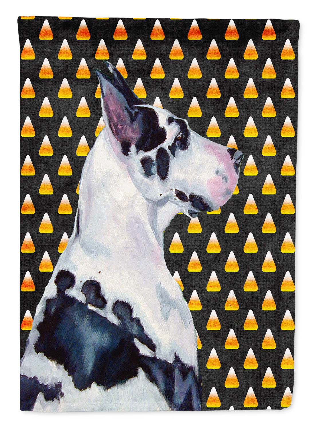 Great Dane Candy Corn Halloween Portrait Flag Garden Size.