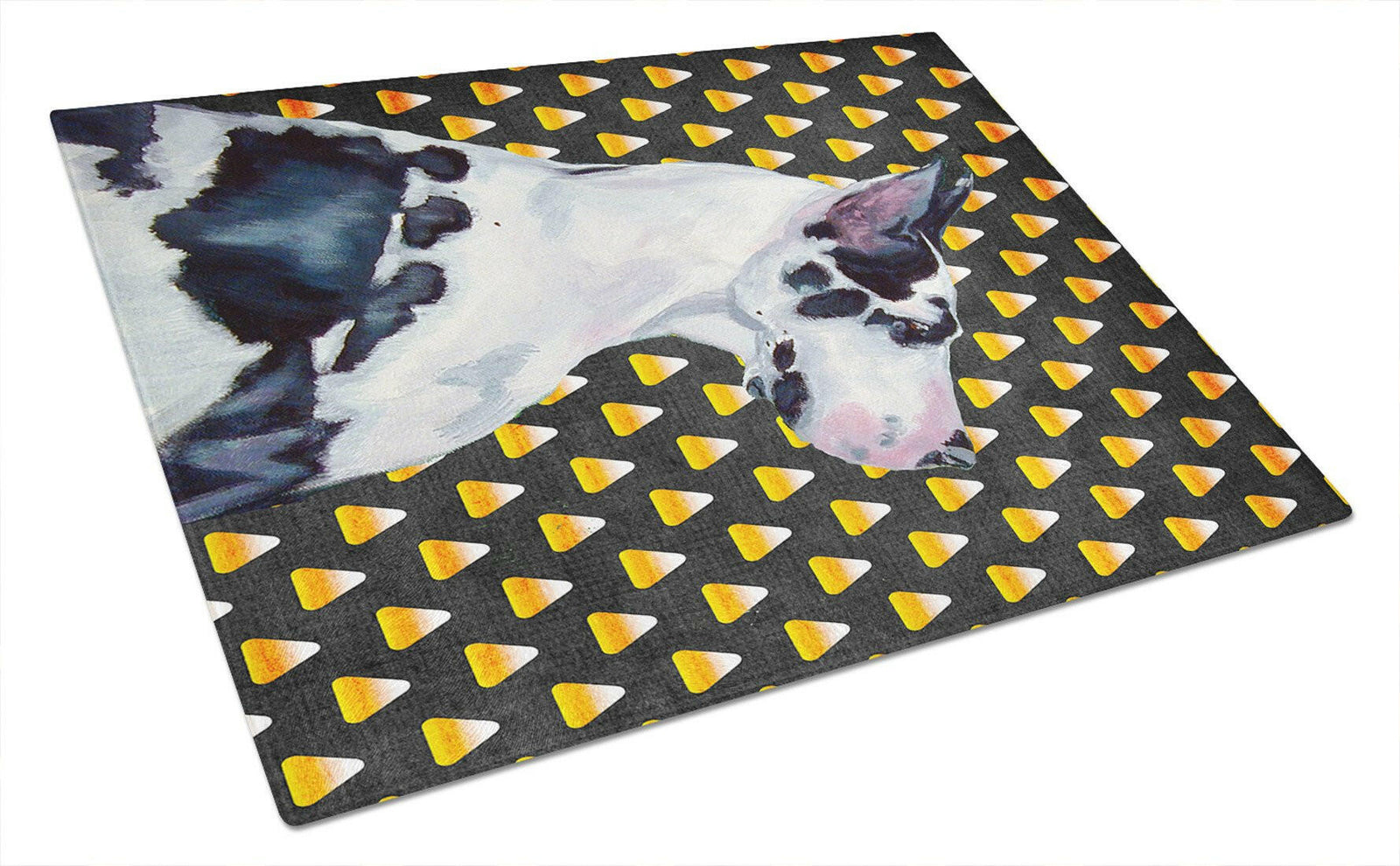 Great Dane Candy Corn Halloween Portrait Glass Cutting Board Large by Caroline's Treasures