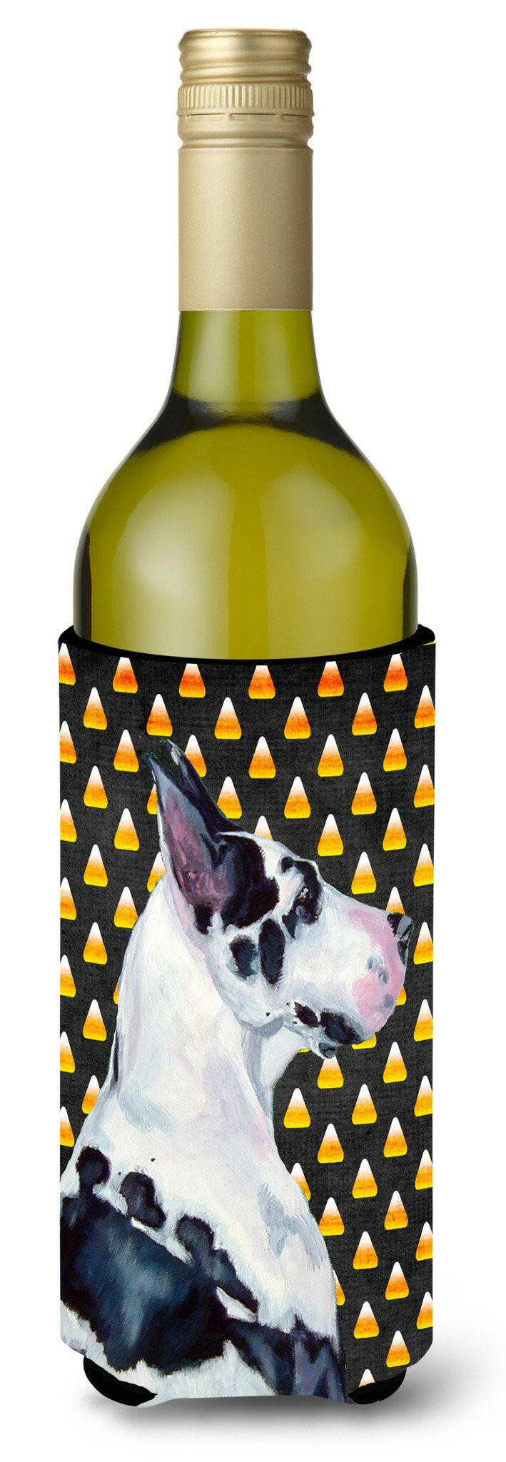 Great Dane Candy Corn Halloween Portrait Wine Bottle Beverage Insulator Beverage Insulator Hugger LH9067LITERK by Caroline's Treasures