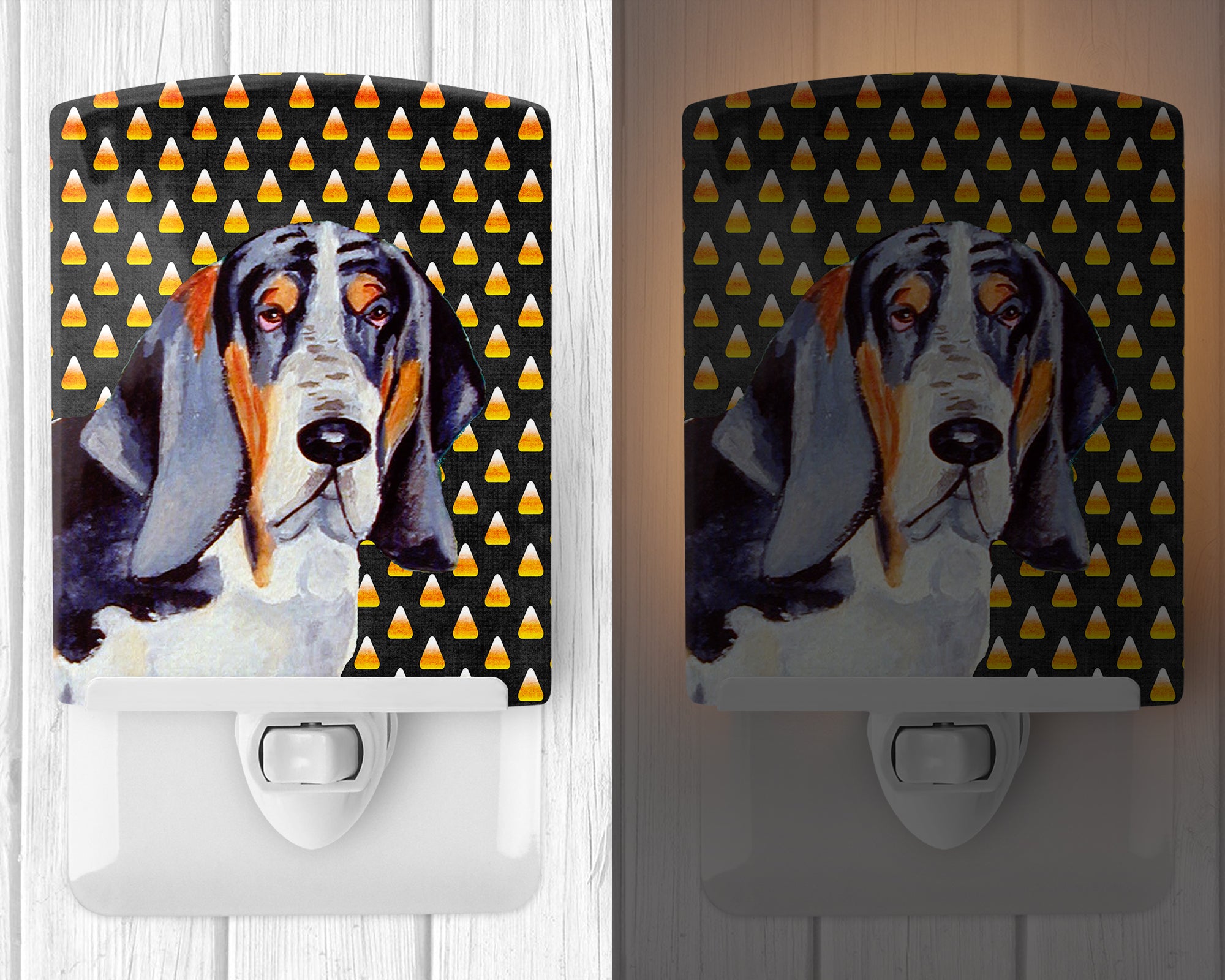 Basset Hound Candy Corn Halloween Portrait Ceramic Night Light LH9068CNL - the-store.com