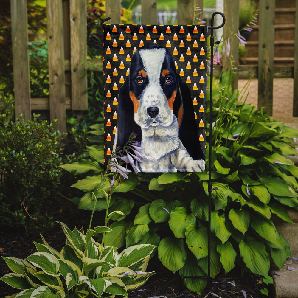 Basset Hound Candy Corn Halloween Portrait Flag Garden Size.