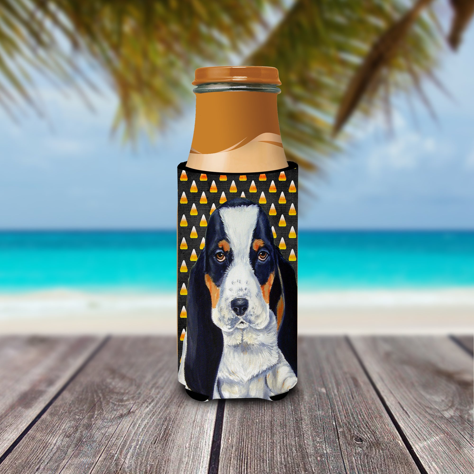 Basset Hound Candy Corn Halloween Portrait Ultra Beverage Insulators for slim cans LH9070MUK.