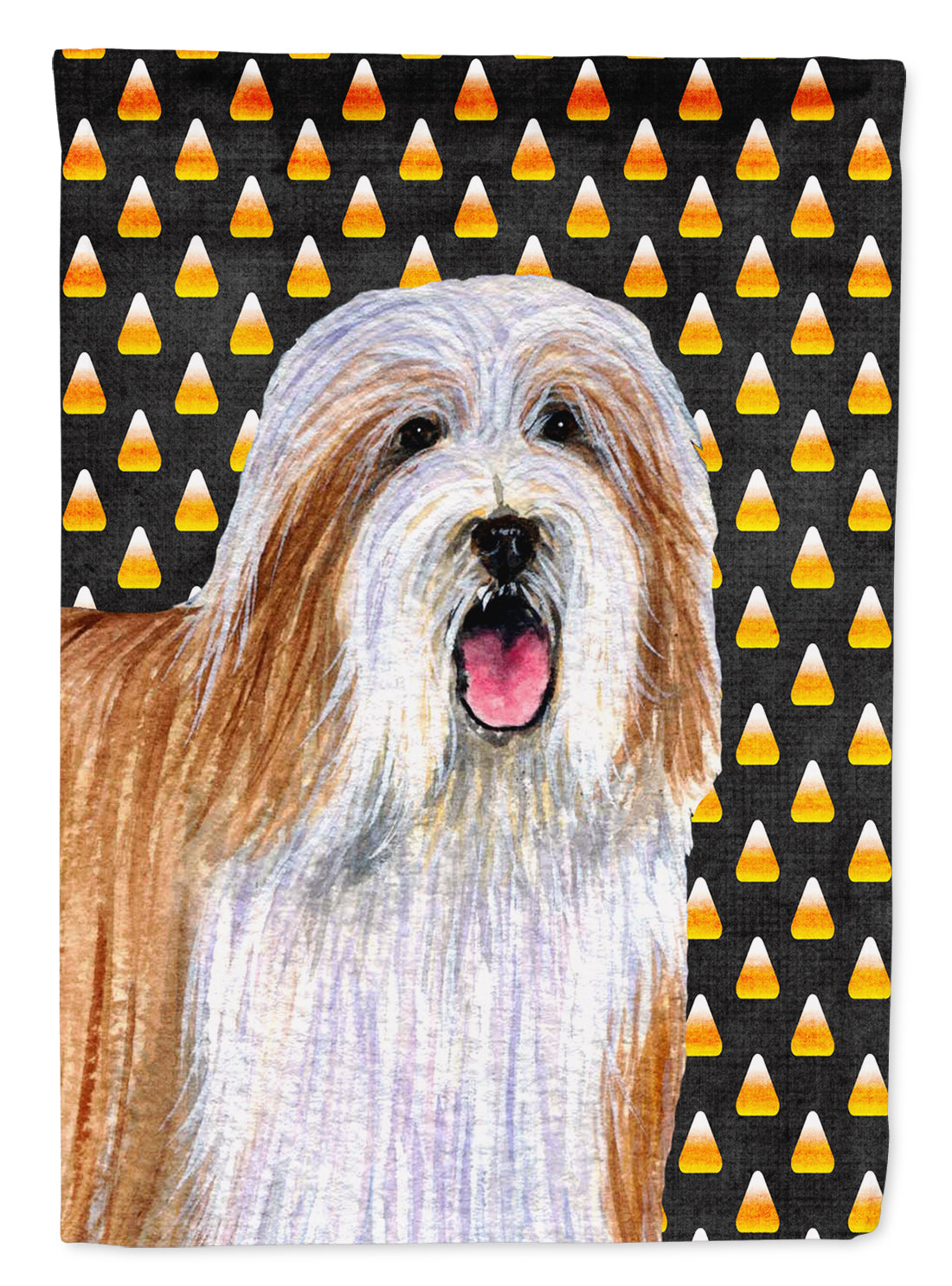 Bearded Collie Candy Corn Halloween Portrait Flag Canvas House Size  the-store.com.