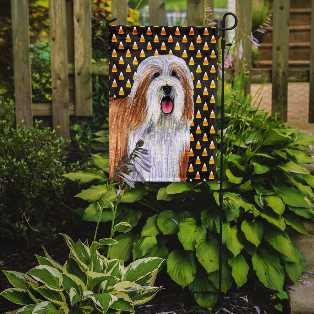 Bearded Collie Candy Corn Halloween Portrait Flag Garden Size.