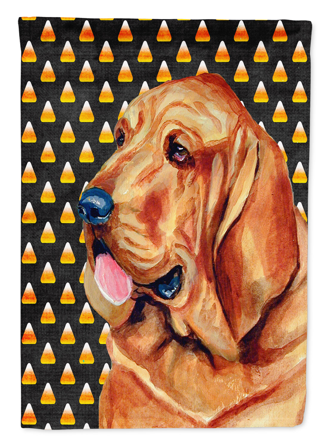 Bloodhound Candy Corn Halloween Portrait Flag Canvas House Size  the-store.com.