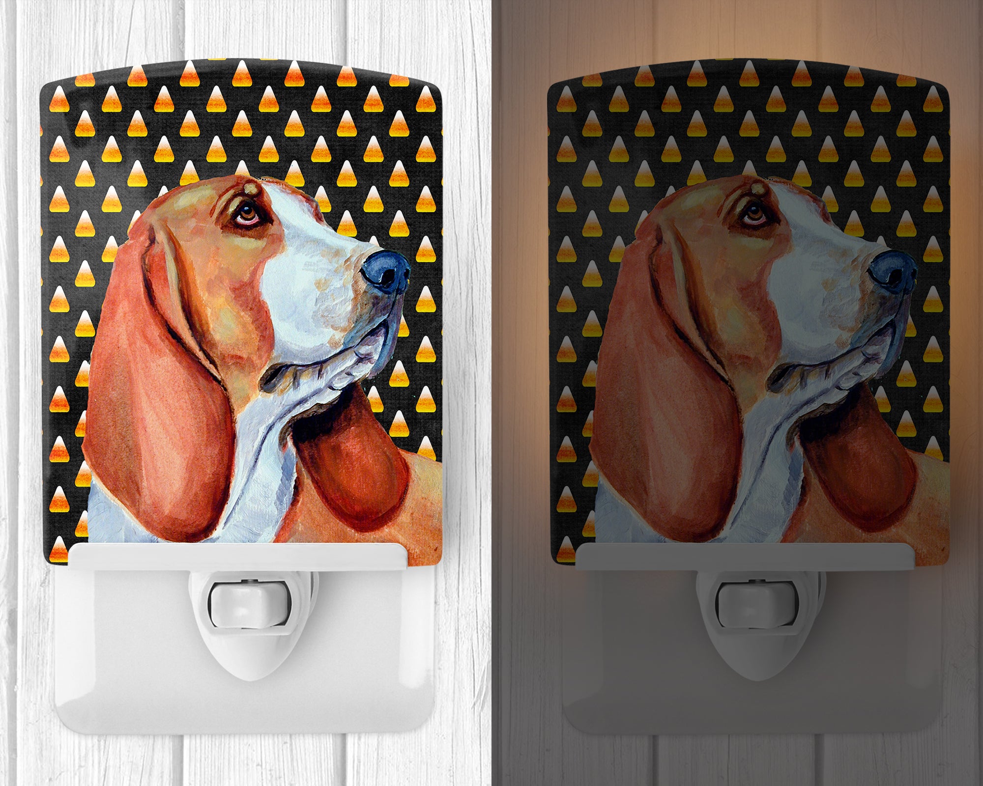 Basset Hound Candy Corn Halloween Portrait Ceramic Night Light LH9073CNL - the-store.com