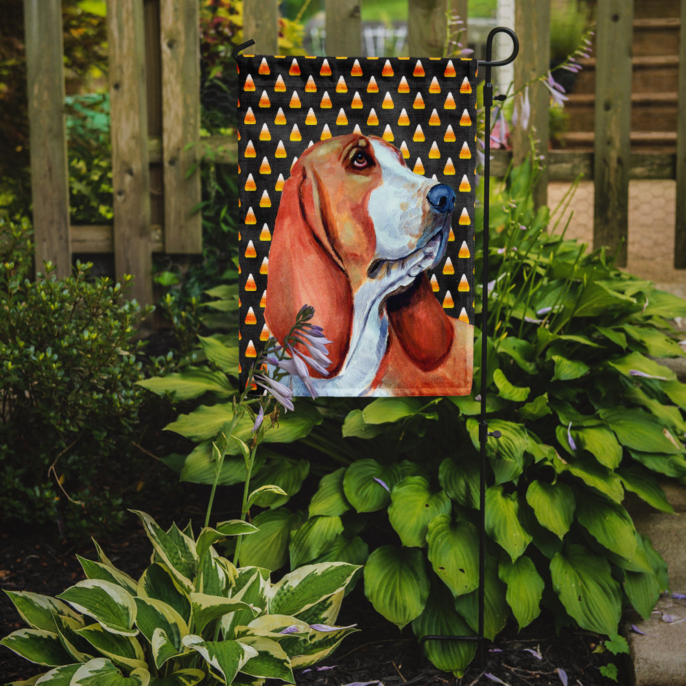 Basset Hound Candy Corn Halloween Portrait Flag Garden Size.