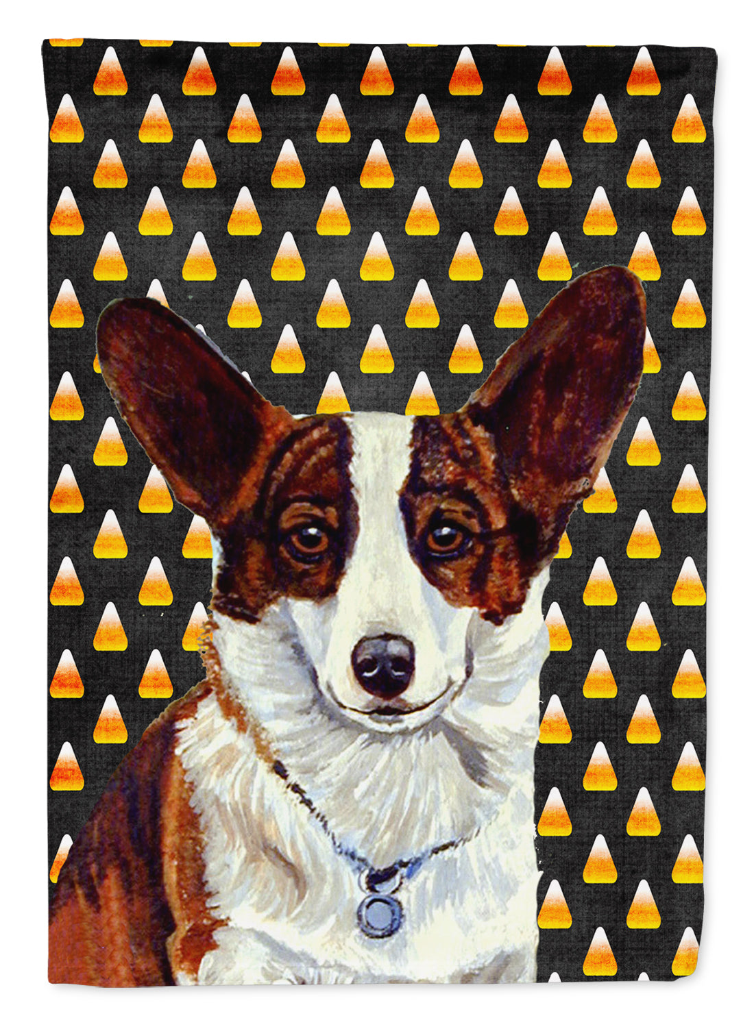 Corgi Candy Corn Halloween Portrait Flag Canvas House Size  the-store.com.