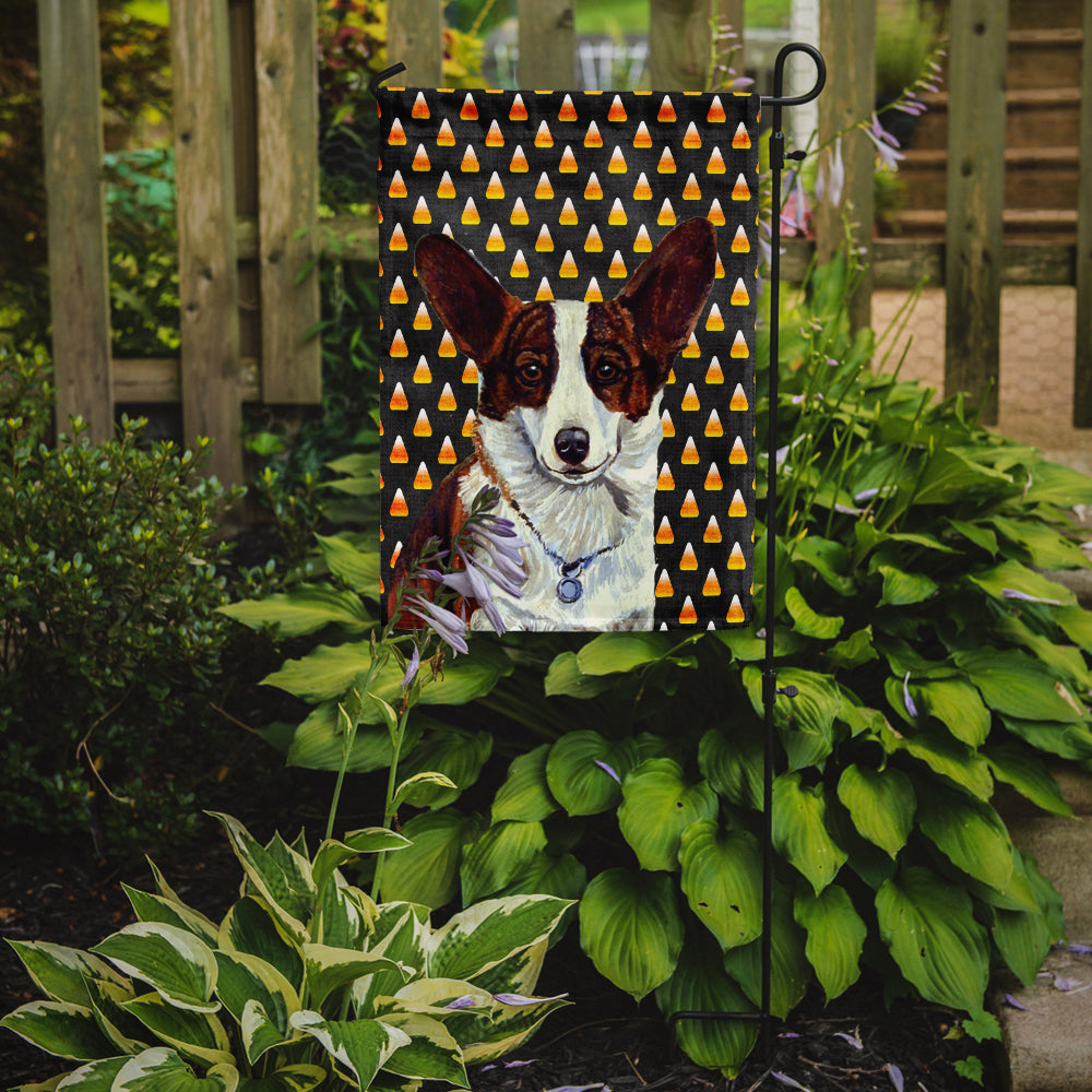 Corgi Candy Corn Halloween Portrait Flag Garden Size.