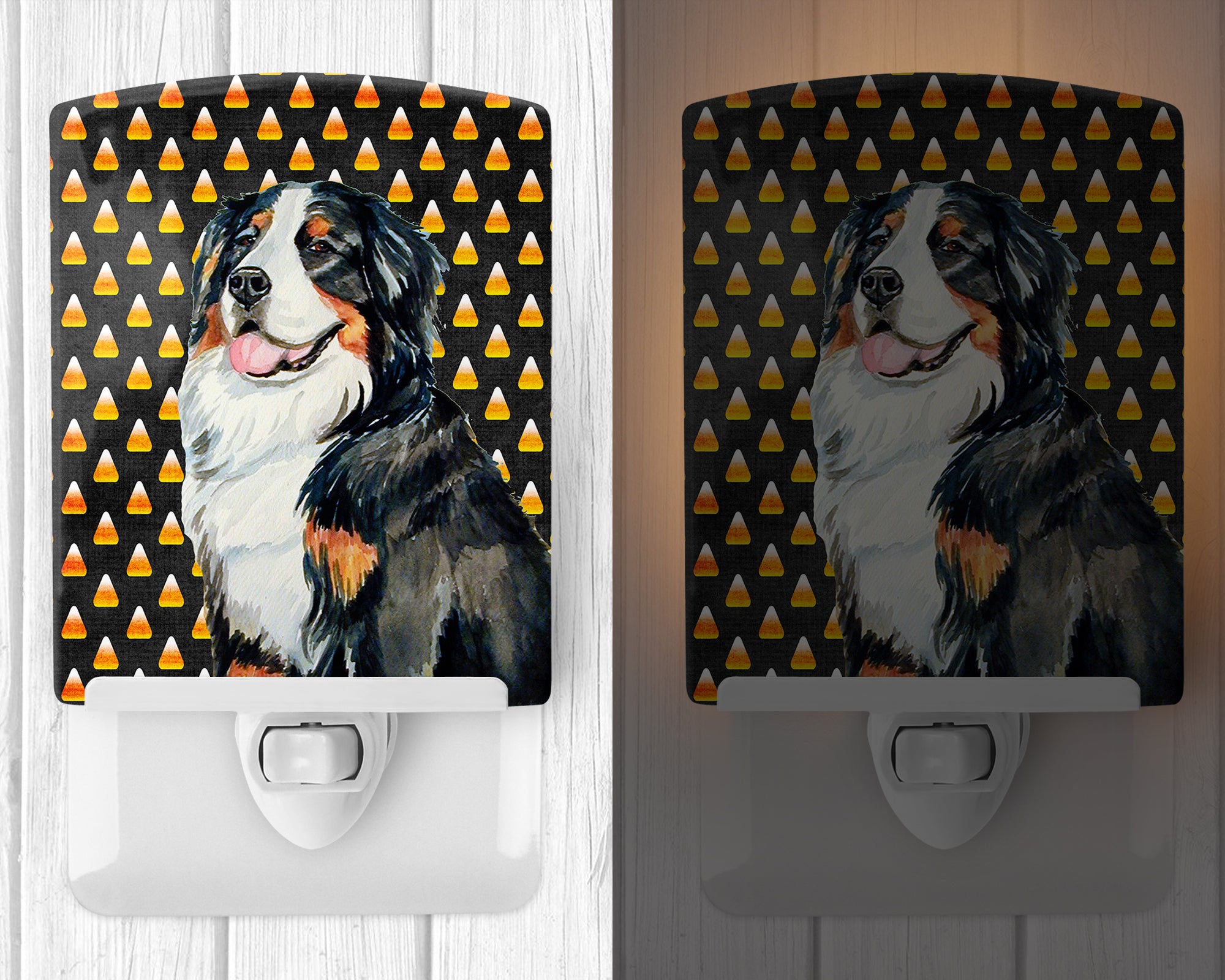 Bernese Mountain Dog Candy Corn Halloween Portrait Ceramic Night Light LH9075CNL - the-store.com