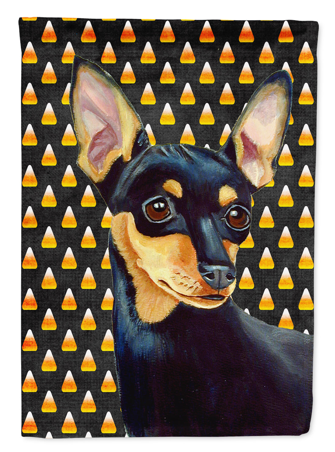 Min Pin Candy Corn Halloween Portrait Flag Canvas House Size  the-store.com.