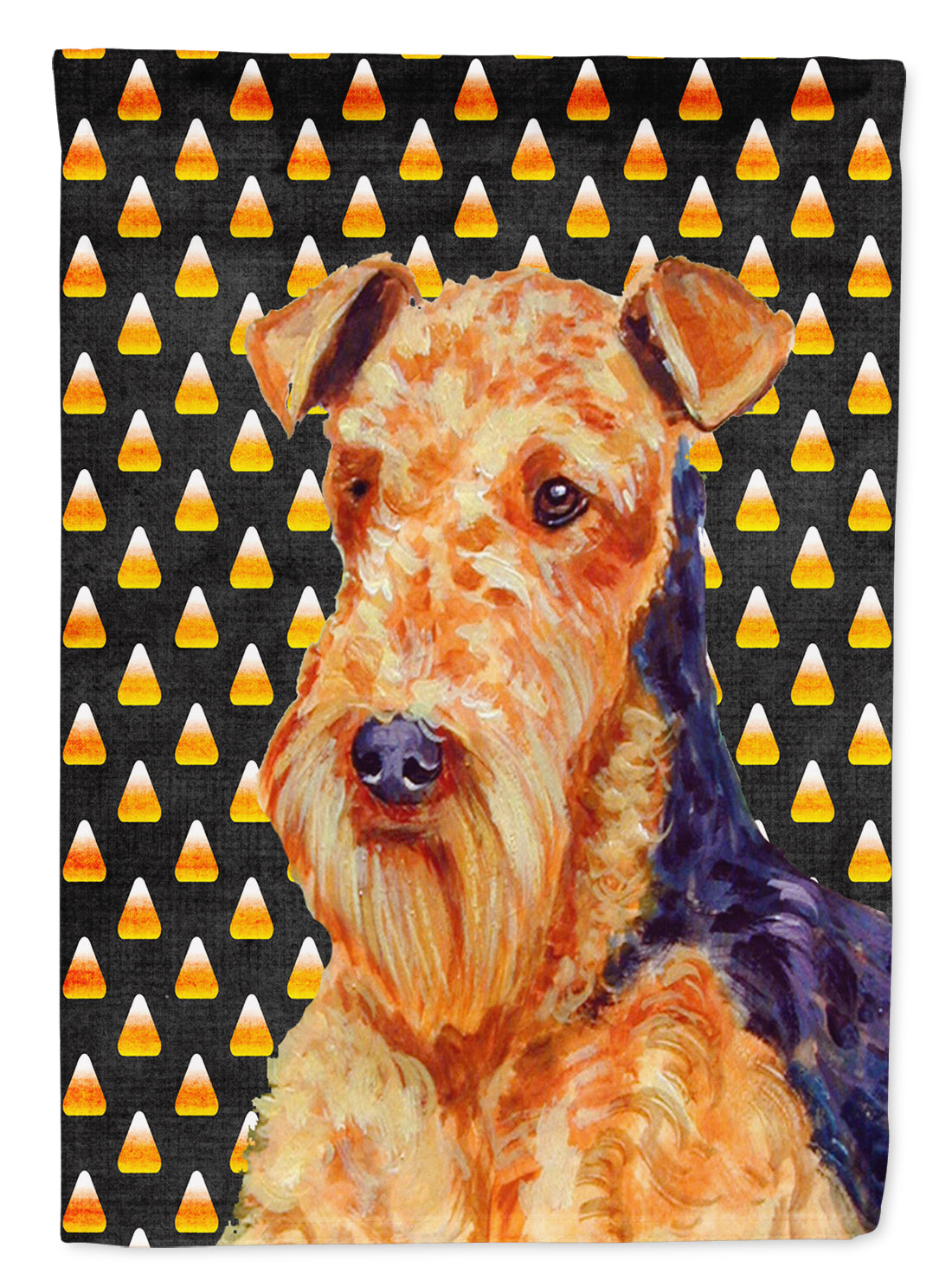 Airedale Candy Corn Halloween Portrait Flag Canvas House Size  the-store.com.