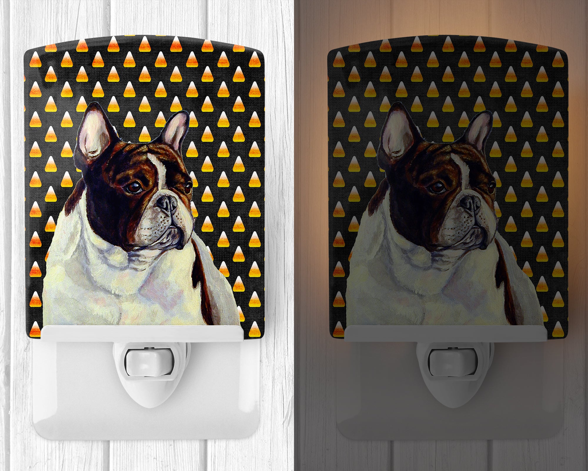 French Bulldog Candy Corn Halloween Portrait Ceramic Night Light LH9078CNL - the-store.com