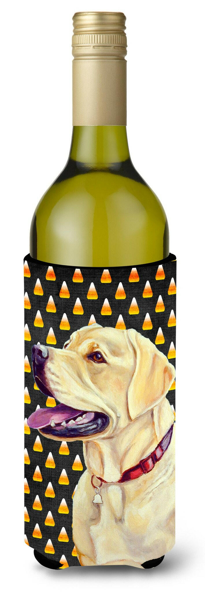 Labrador Yellow Candy Corn Halloween Portrait Wine Bottle Beverage Insulator Beverage Insulator Hugger by Caroline&#39;s Treasures