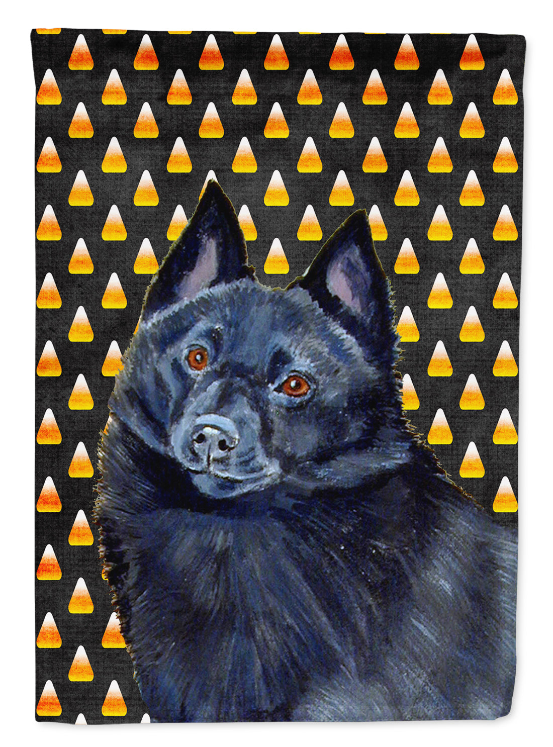 Schipperke Candy Corn Halloween Portrait Flag Canvas House Size  the-store.com.