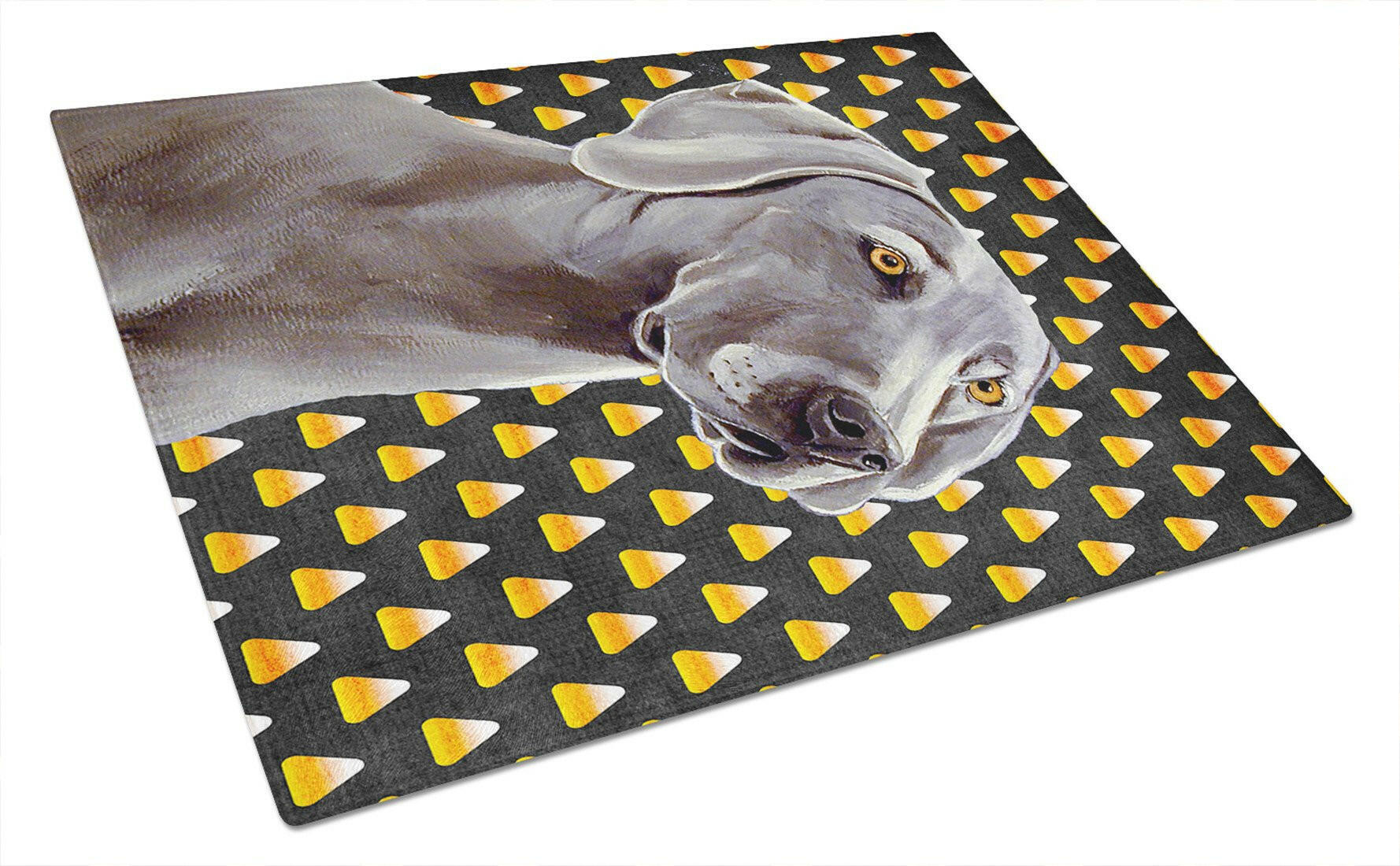 Weimaraner Candy Corn Halloween Portrait Glass Cutting Board Large by Caroline's Treasures