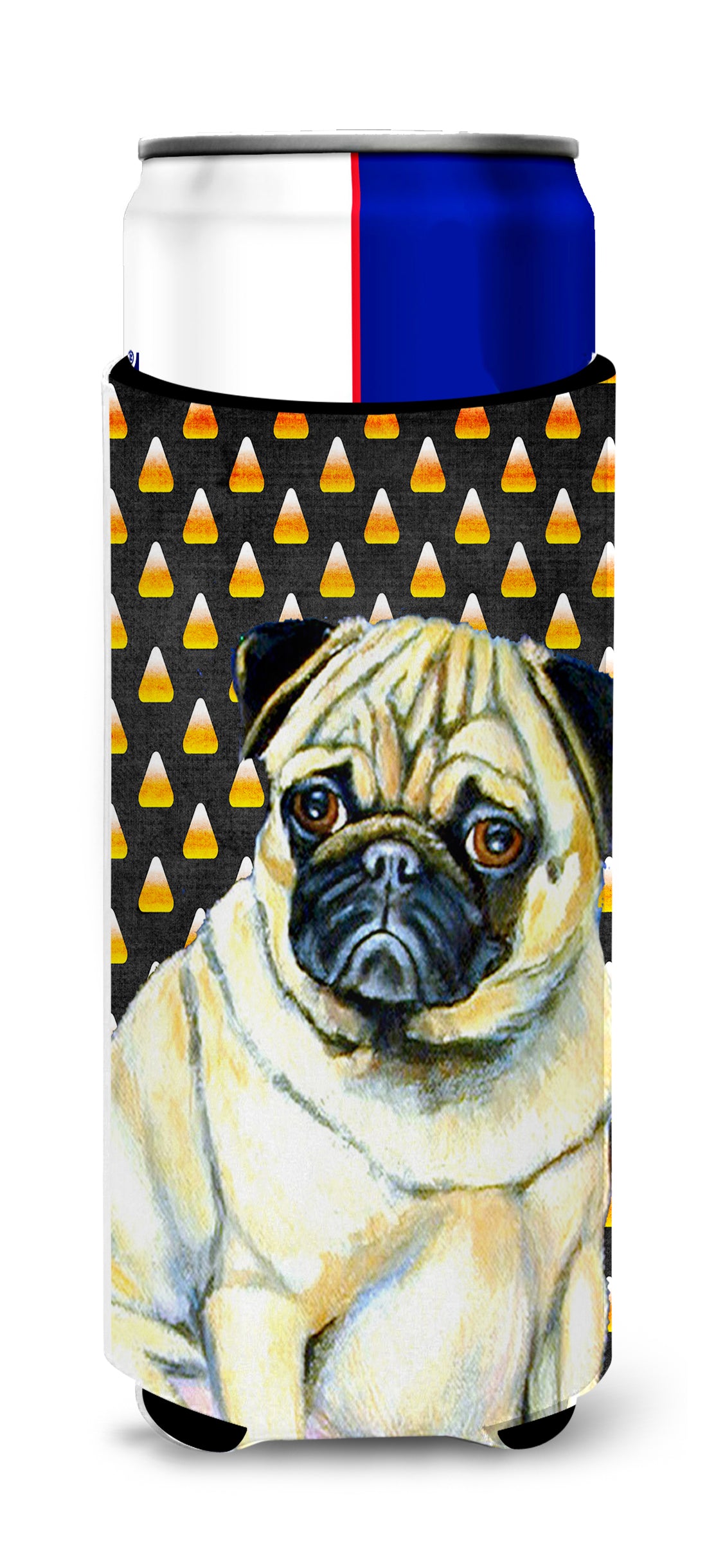 Pug Candy Corn Halloween Portrait Ultra Beverage Insulators for slim cans LH9083MUK.