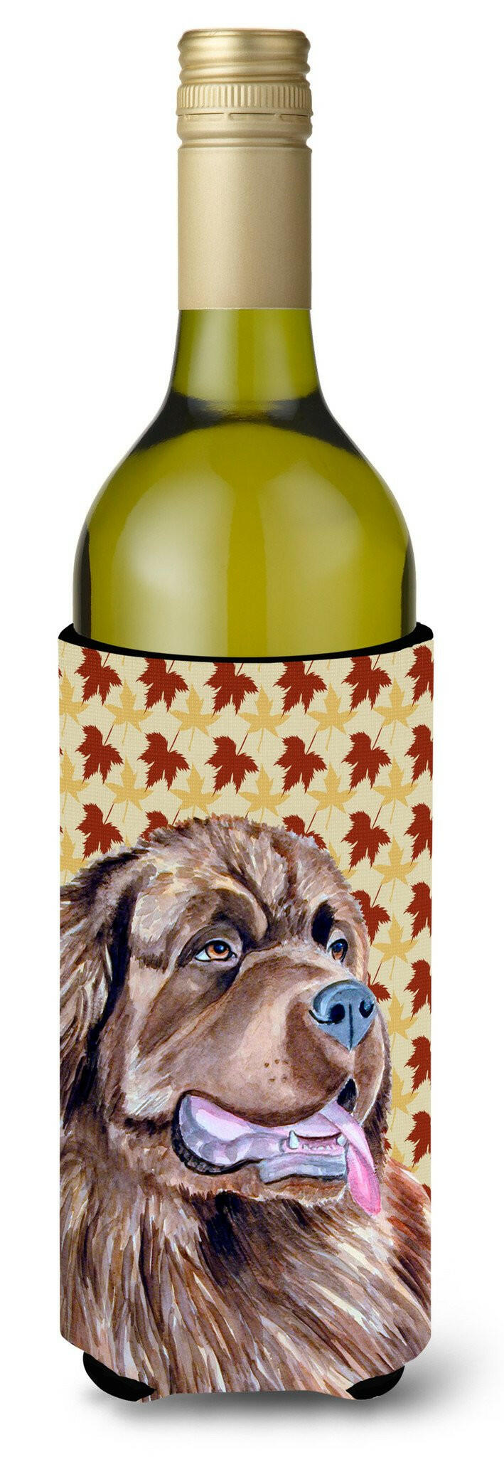 Newfoundland Fall Leaves Portrait Wine Bottle Beverage Insulator Beverage Insulator Hugger by Caroline's Treasures