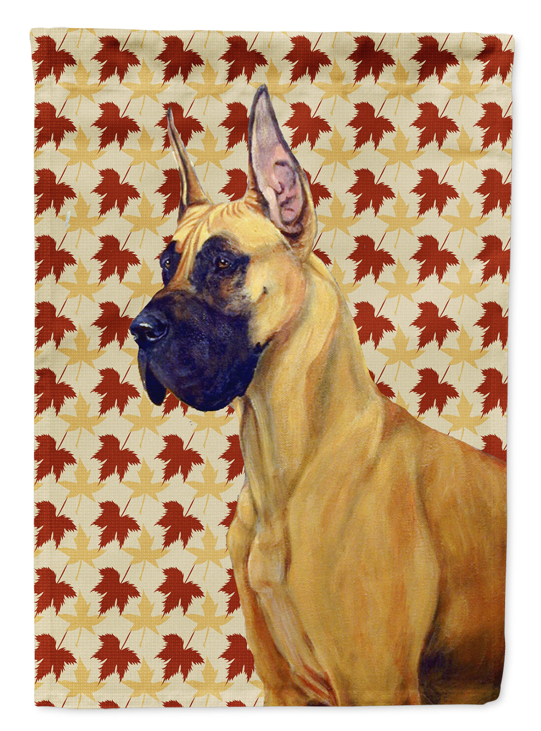 Great Dane Fall Leaves Portrait Flag Canvas House Size  the-store.com.