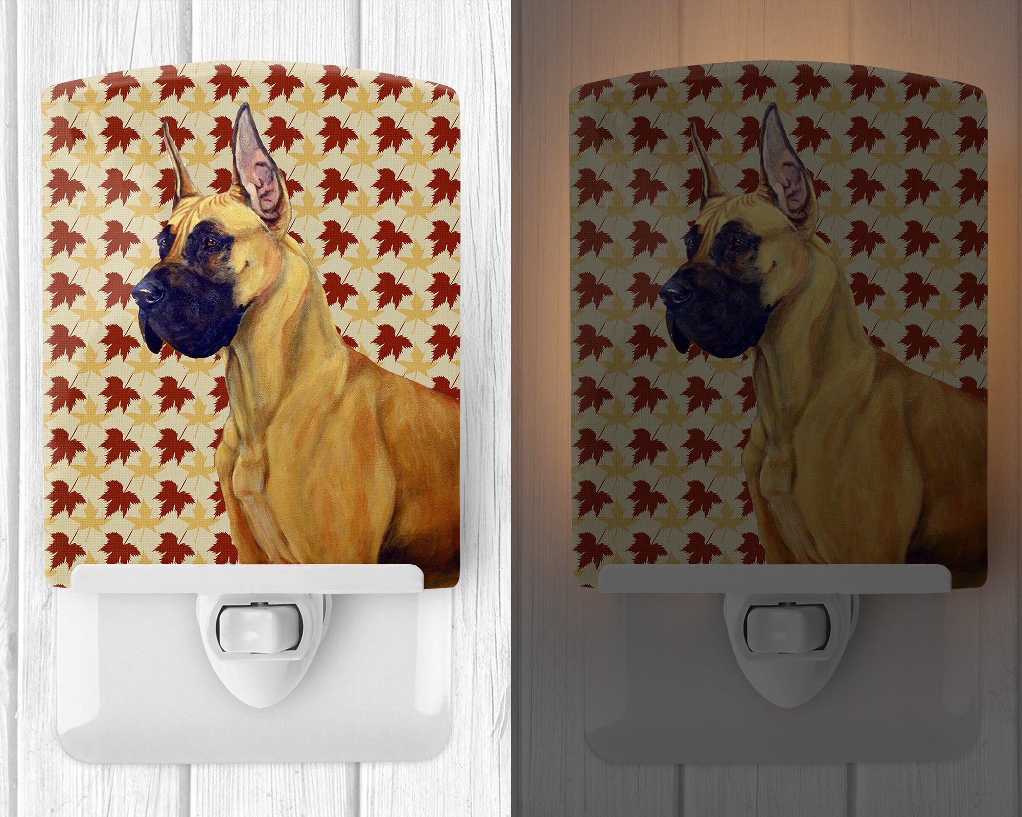 Great Dane Fall Leaves Portrait Ceramic Night Light LH9085CNL - the-store.com