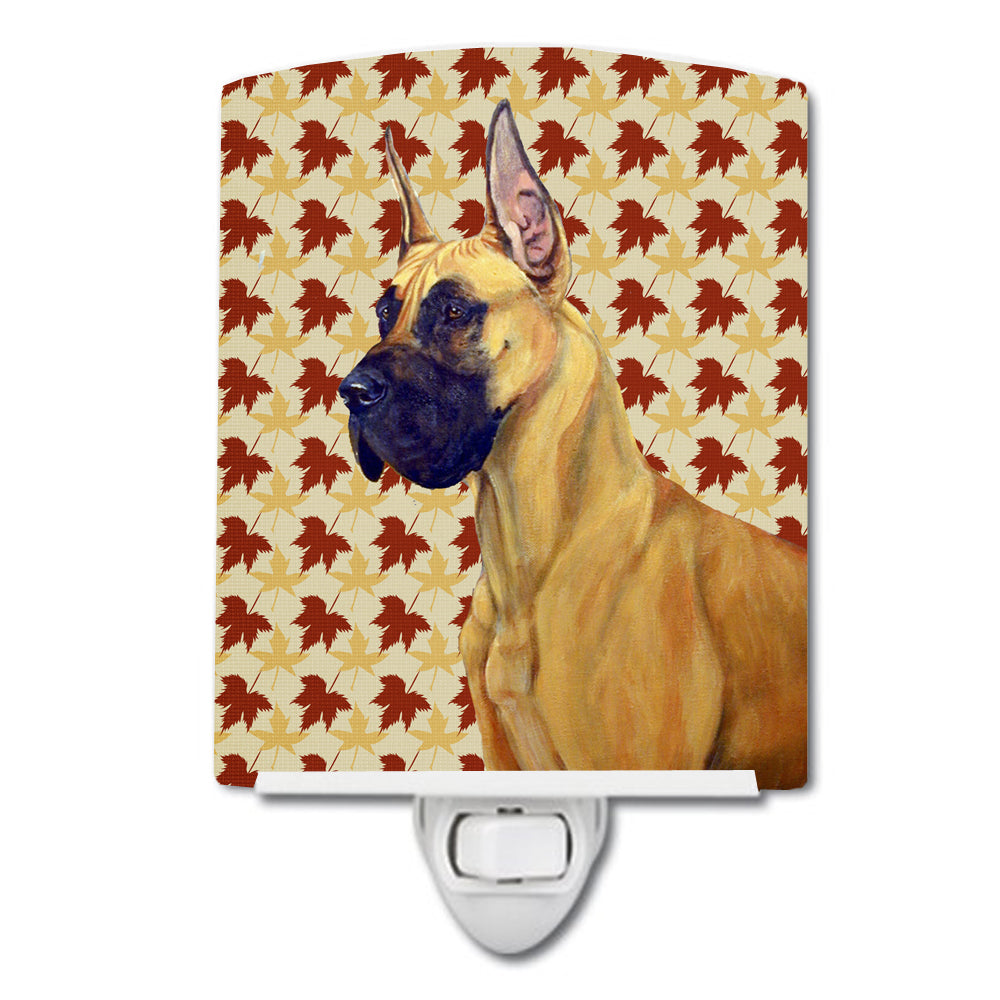 Great Dane Fall Leaves Portrait Ceramic Night Light LH9085CNL - the-store.com