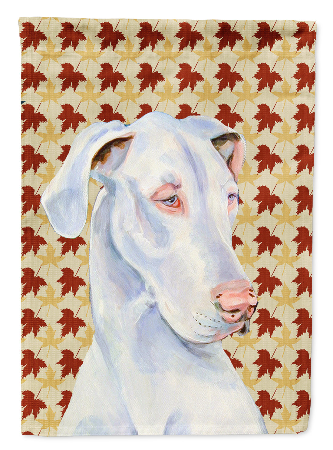 Great Dane Fall Leaves Portrait Flag Garden Size.