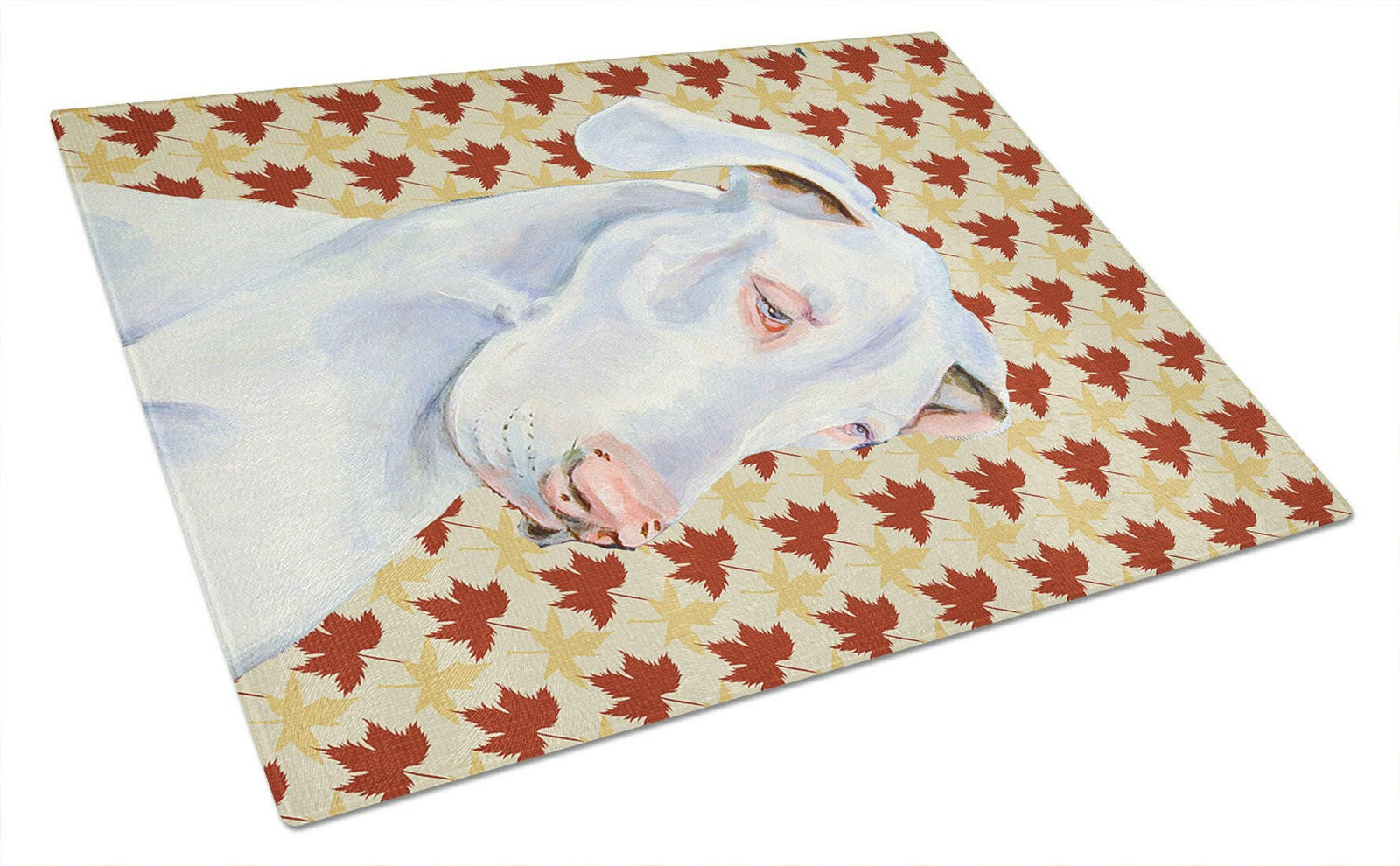 Great Dane Fall Leaves Portrait Glass Cutting Board Large by Caroline's Treasures