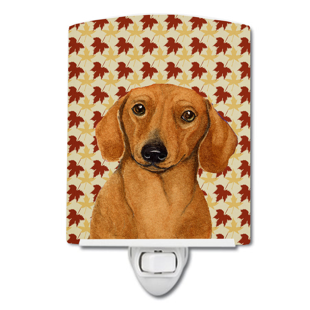 Dachshund Fall Leaves Portrait Ceramic Night Light LH9087CNL - the-store.com