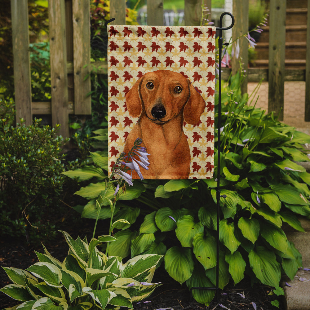 Dachshund Fall Leaves Portrait Flag Garden Size.