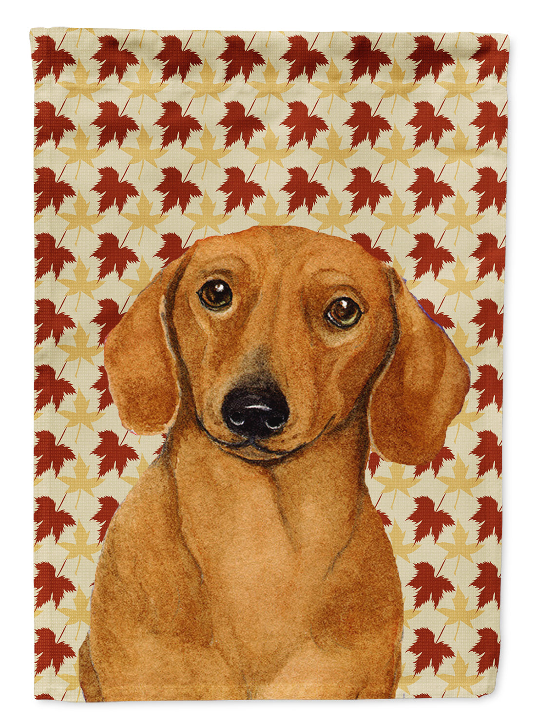 Dachshund Fall Leaves Portrait Flag Garden Size.