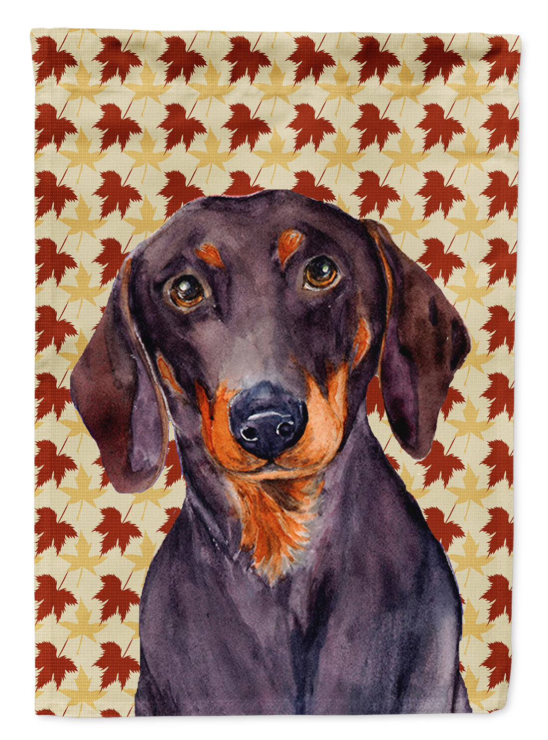 Dachshund Fall Leaves Portrait Flag Canvas House Size  the-store.com.