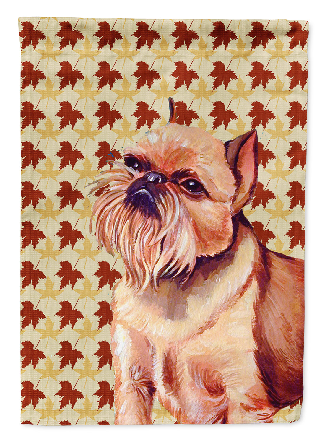 Brussels Griffon Fall Leaves Portrait Flag Garden Size.