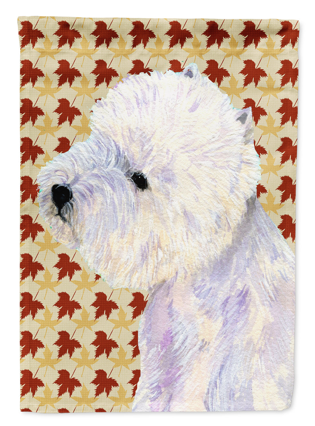 Westie Fall Leaves Portrait Flag Canvas House Size  the-store.com.