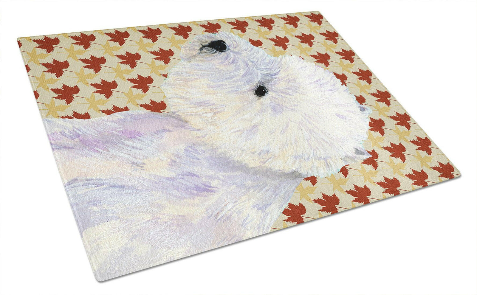 Westie Fall Leaves Portrait Glass Cutting Board Large by Caroline's Treasures