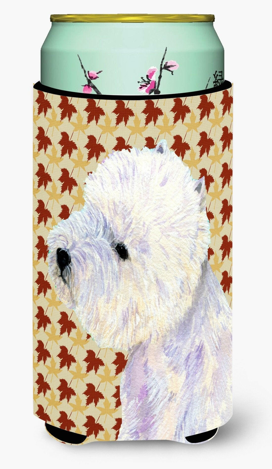 Westie Fall Leaves Portrait  Tall Boy Beverage Insulator Beverage Insulator Hugger by Caroline's Treasures