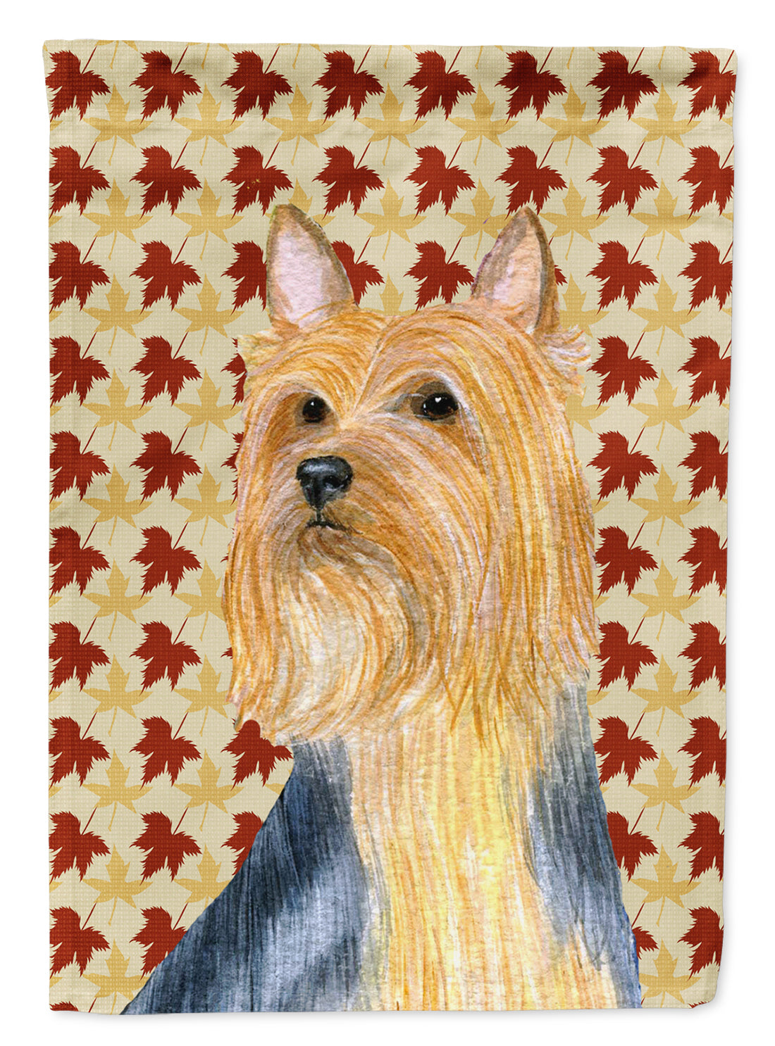 Silky Terrier Fall Leaves Portrait Flag Canvas House Size  the-store.com.