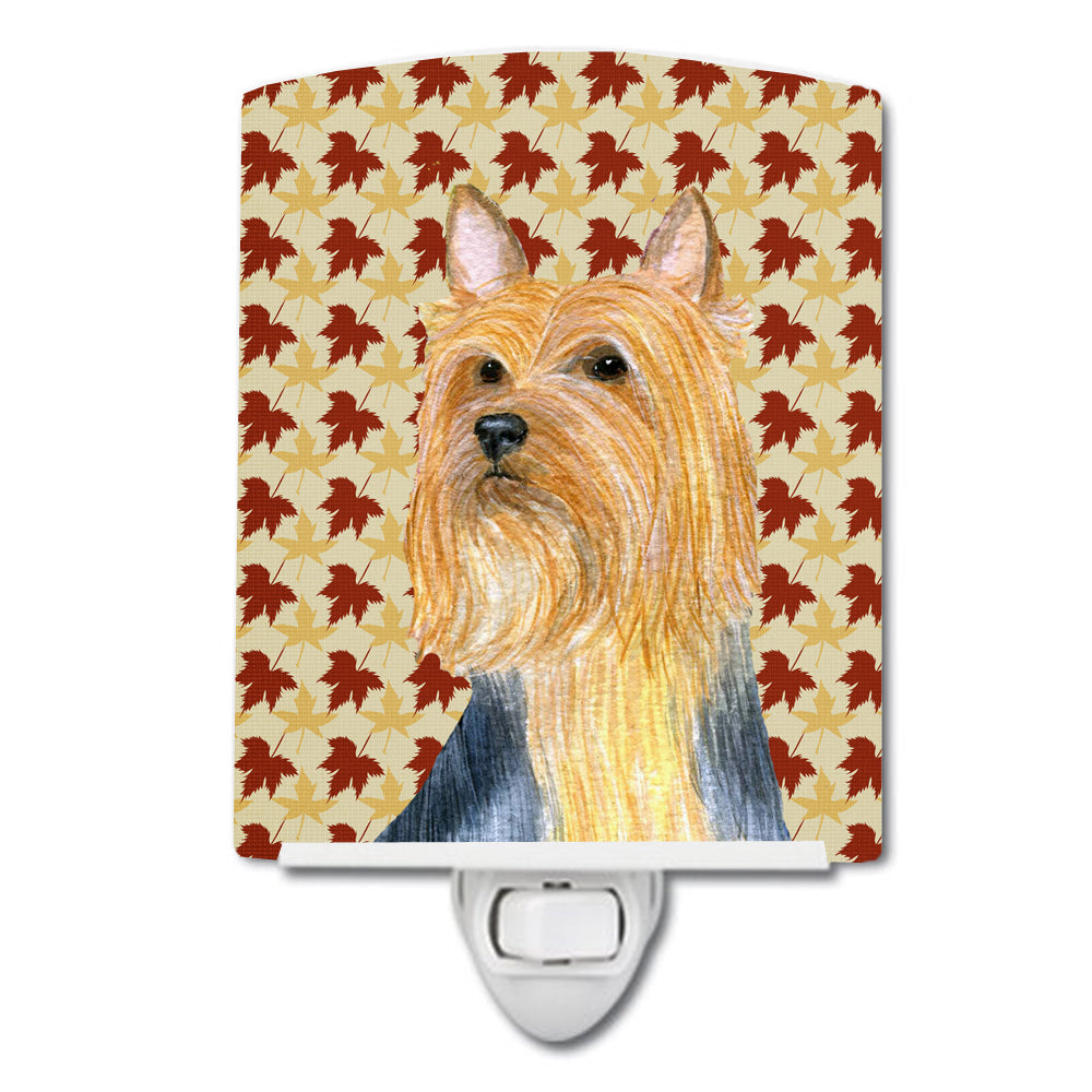 Silky Terrier Fall Leaves Portrait Ceramic Night Light LH9091CNL - the-store.com